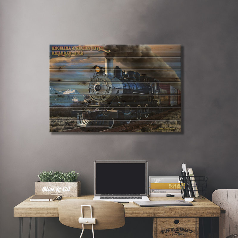 " A&Nr Train " by Larry Grossman, 18" H x 26" W x 1.5" D
