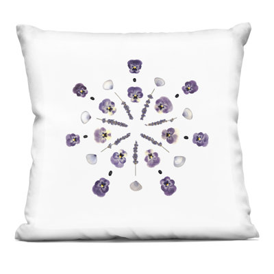 Pansies & Lavender Symmetry Decorative Printed Throw Pillow, design by Beth Adoette