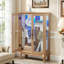 Armoire vitrée 2 portes avec portes en verre trempé avec panneau arrière en miroir et tablettes réglables-762185982-765925425