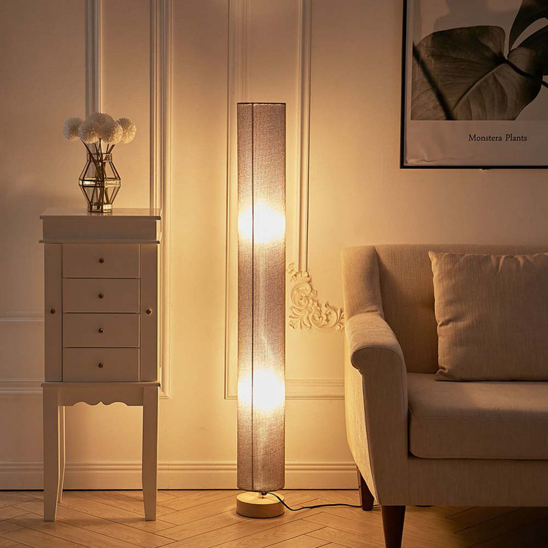 Elijahjames 120cm Khaki Column Floor Lamp, Black