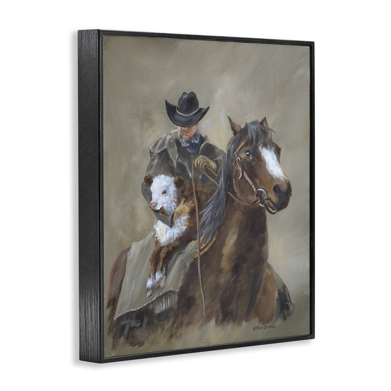 Ranch Cowboy & Western Horse, art de la giclée noire encadrée par Pam Britton, H 20 po x l 16 po x P 1,5 po