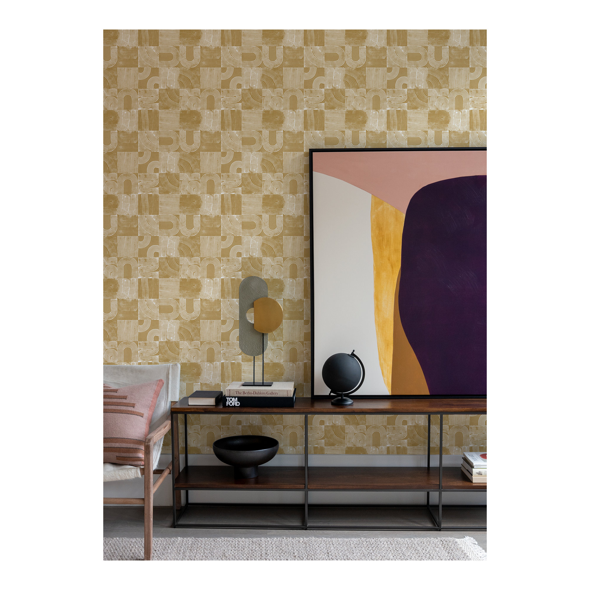 Jacobsen Modern Peel & Stick Geometric Wallpaper, Yellow