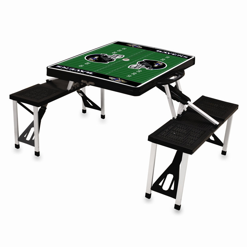 Baltimore Ravens Black Aluminum Foldable Picnic Table with Bench Seats