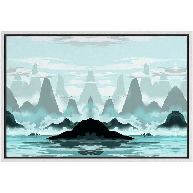 Bateaux de pêche symétriques en mer, reproduction d'art sur toile, Blanc, H 16 po x l 24 po x P 1,5 po