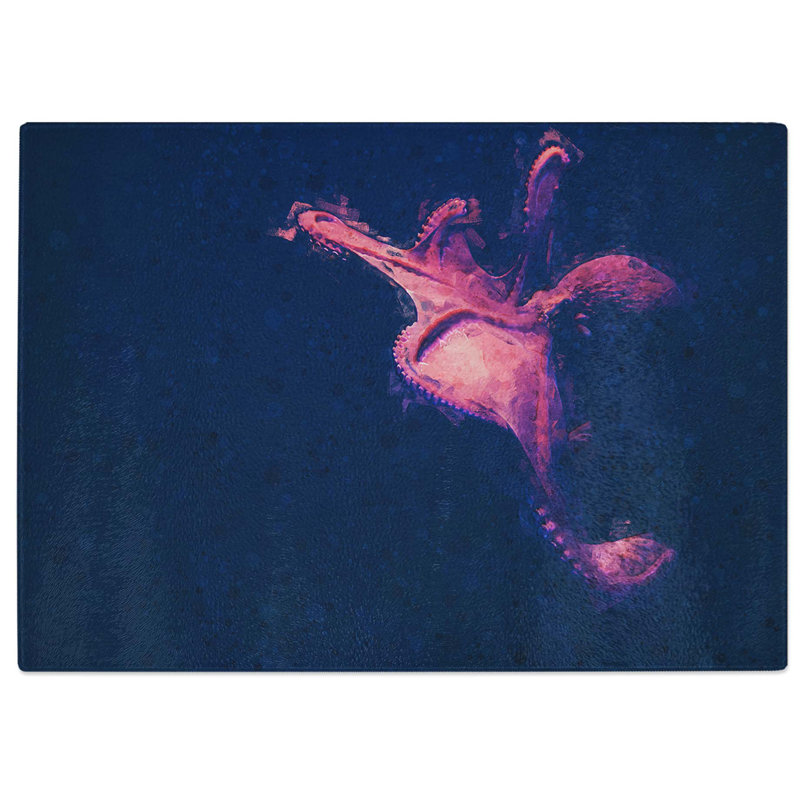 Tempered Glass The Octopus in Abstract Chopping Board, 28.5 cm W x 20 cm L
