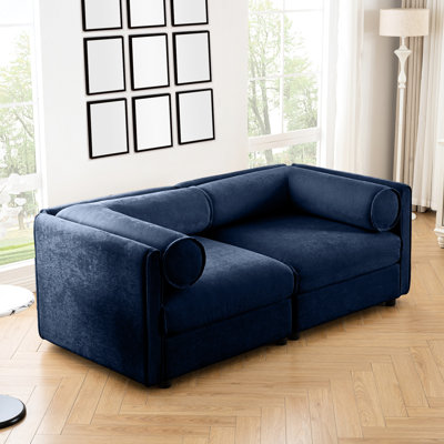 Blue Chenille 2 With Storage, Cylindrical For Style And Comfort Hidden Storage Space, Providing A Stylish Seating Option