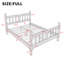 Lit plateforme Hawthorne en bois massif avec tête et pied de lit à fuseaux-134707124-134707125