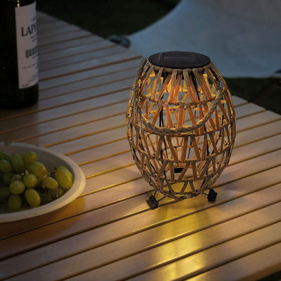 15'' Solar Powered Barrel Shaped Outdoor Lantern