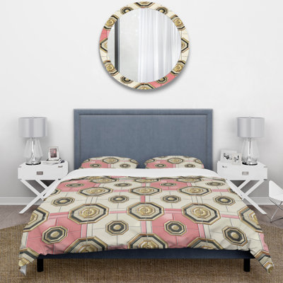 Ensemble de housse de couette doré rose Midcentury - Midcentury