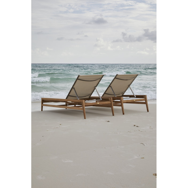 Coast Reclining Chaise Lounge, Natural Teak/Canvas Sling
