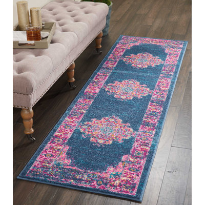 Abbate Oriental Navy Blue/Pink Area Rug