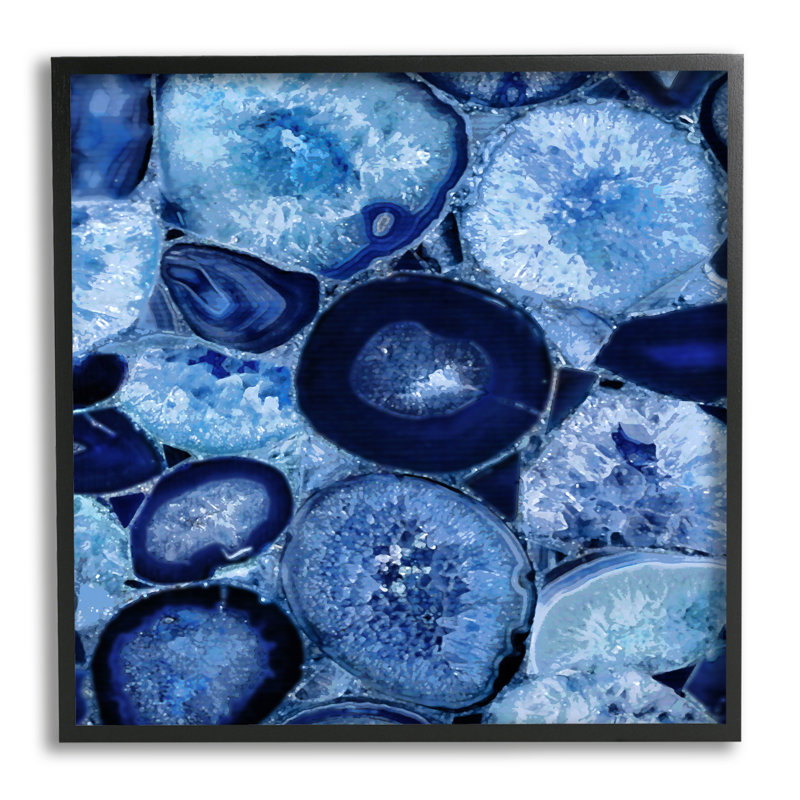 «Blue Geode Crystals Arrangement», art de la giclée encadrée par Danielle Carson, Giclée encadrée noir minuit
