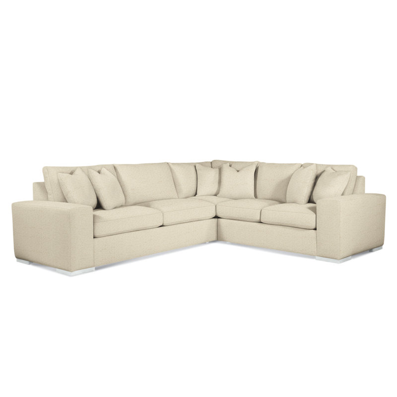 Memphis Upholstered L-Shaped Sectional, Frost White, Right Hand Facing, Brown Geometric, 0456-33
