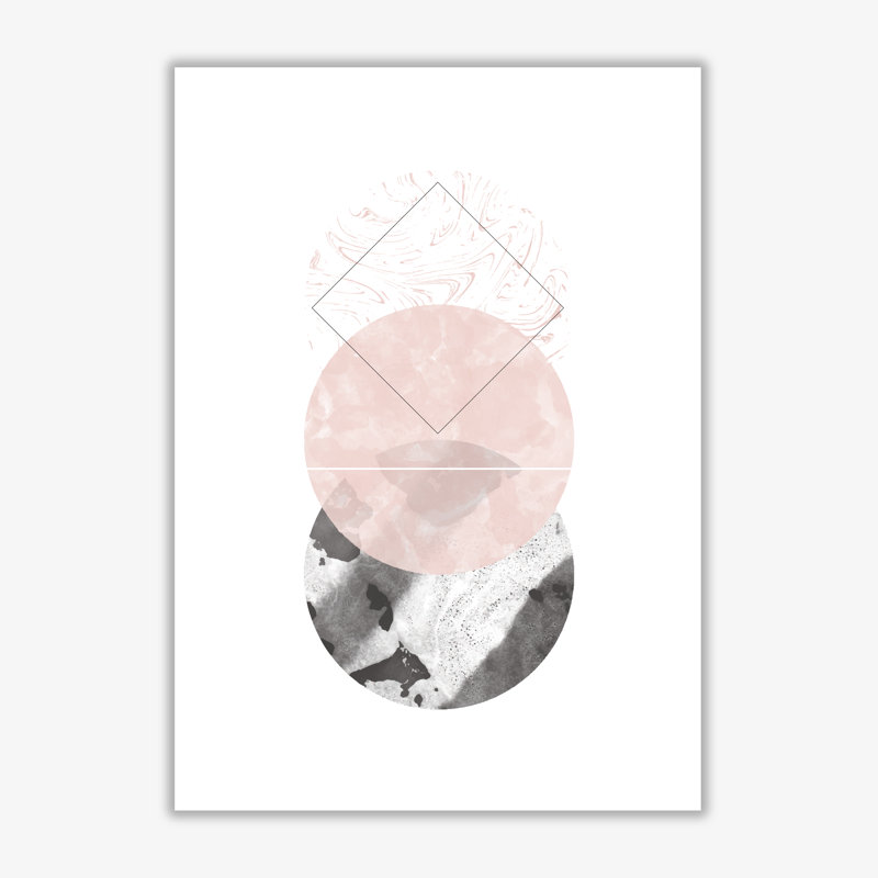 Black And Pink Marble Abstract Circles - Print, 30 cm H x 21 cm W x 1 cm D, No Frame