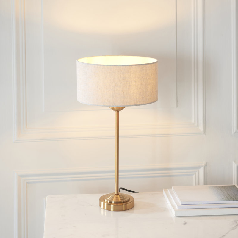 Landover Table light finished in Vintage Brass and Natural