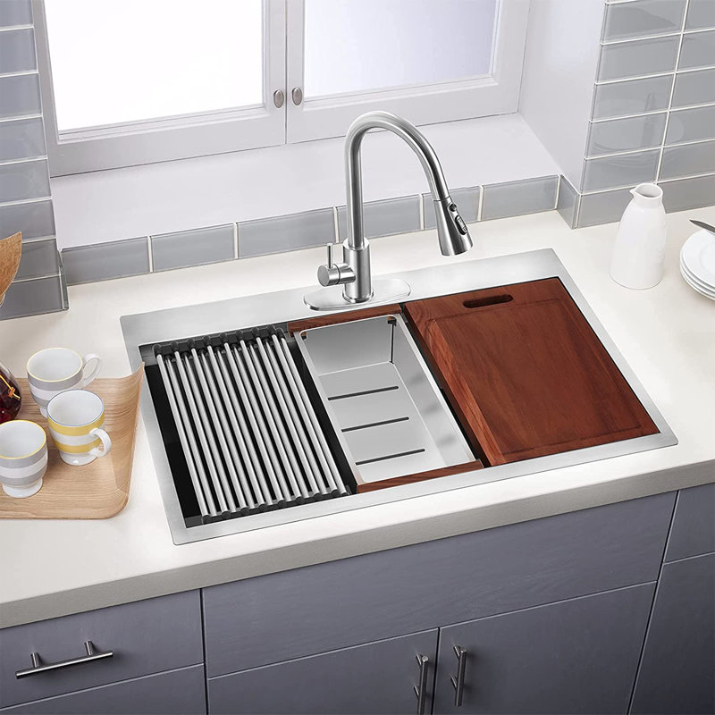 33 " L Drop-In Single Bowl Stainless Steel Kitchen Sink
