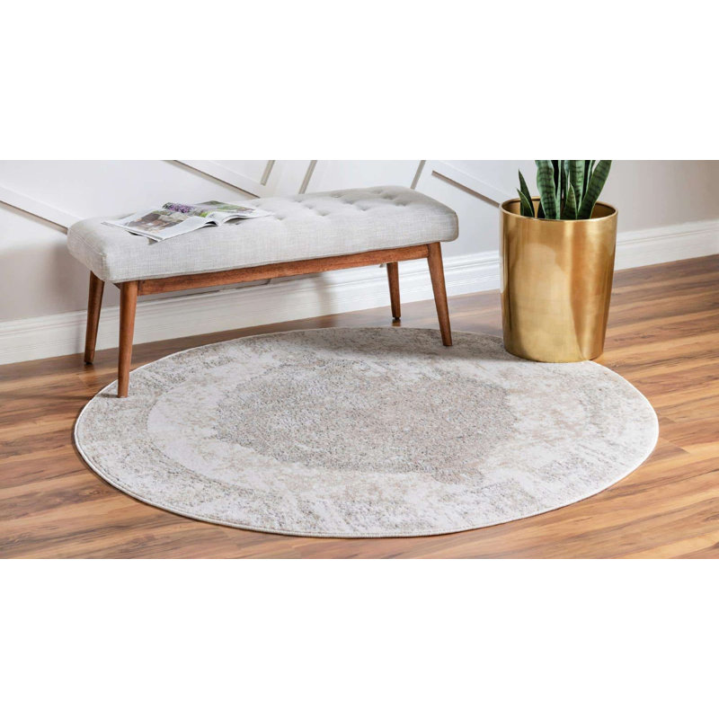 Geddis Ikat Indoor Rug, Round 7'