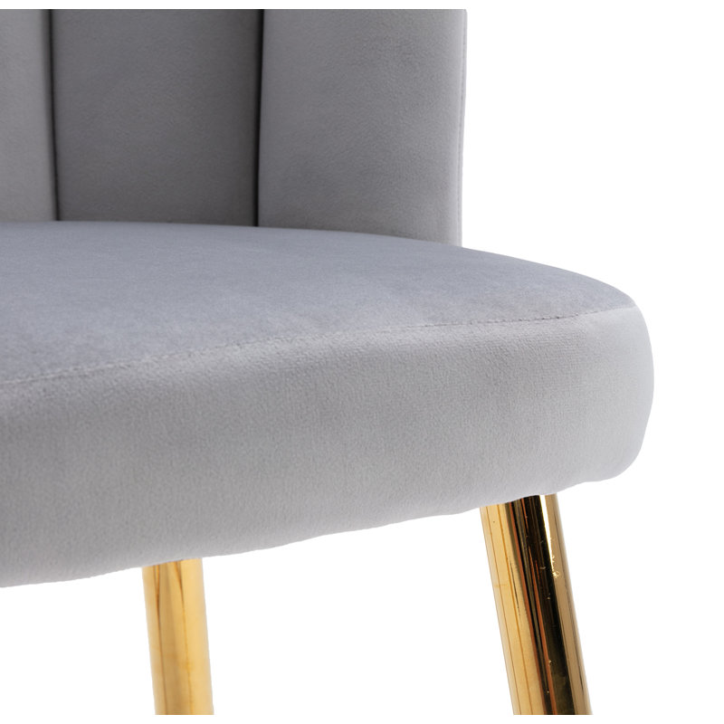 Latefa Upholstered Counter Stool with Metal Frame, Gray Fabric/Gold Frame