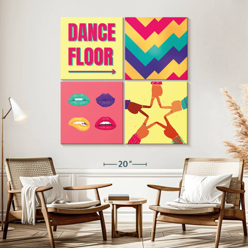 Tergel - rétro piste de danse typographique, H 57 po x l 57 po