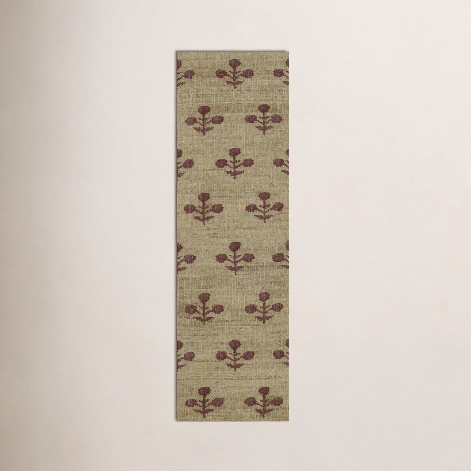 Orchard Rust Hand-Woven Block Print Jute Rug, Runner 2'3" x 8'