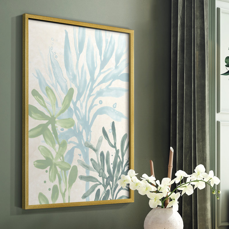«Swaying Seagrass II», reproduction encadrée - bois massif, Or, H 10 po x l 8 po