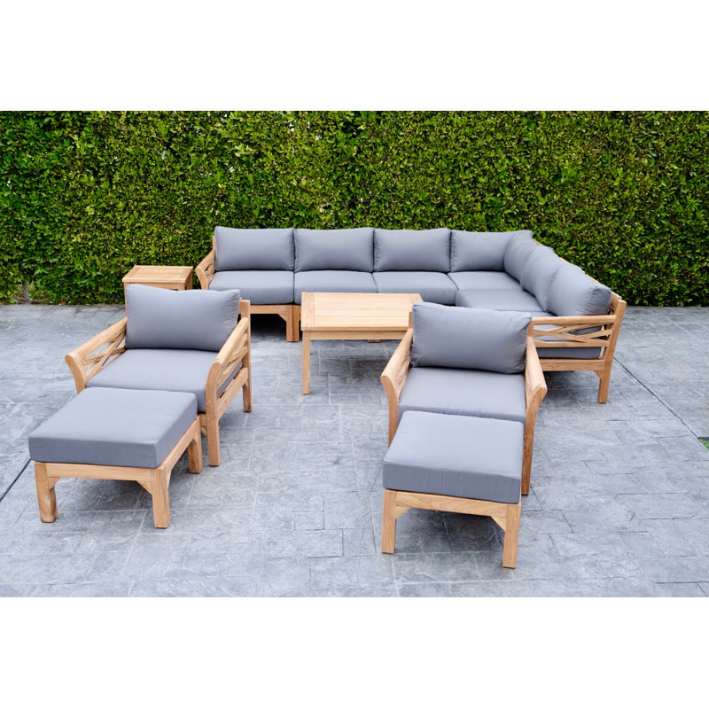 Monterey Outdoor 6 - Piece Teak Conversation Set, Cocoa, 4 Pcs:  Loveseat,Chair,Cushion,Table
