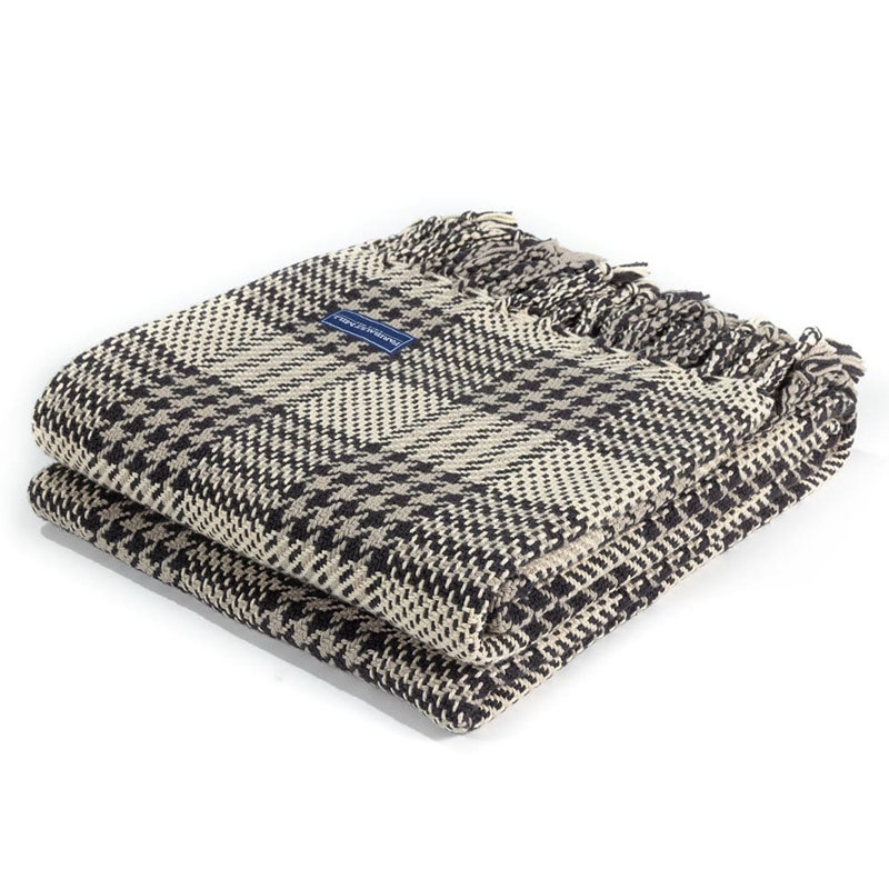 Portland Plaid Cotton Throw, Black