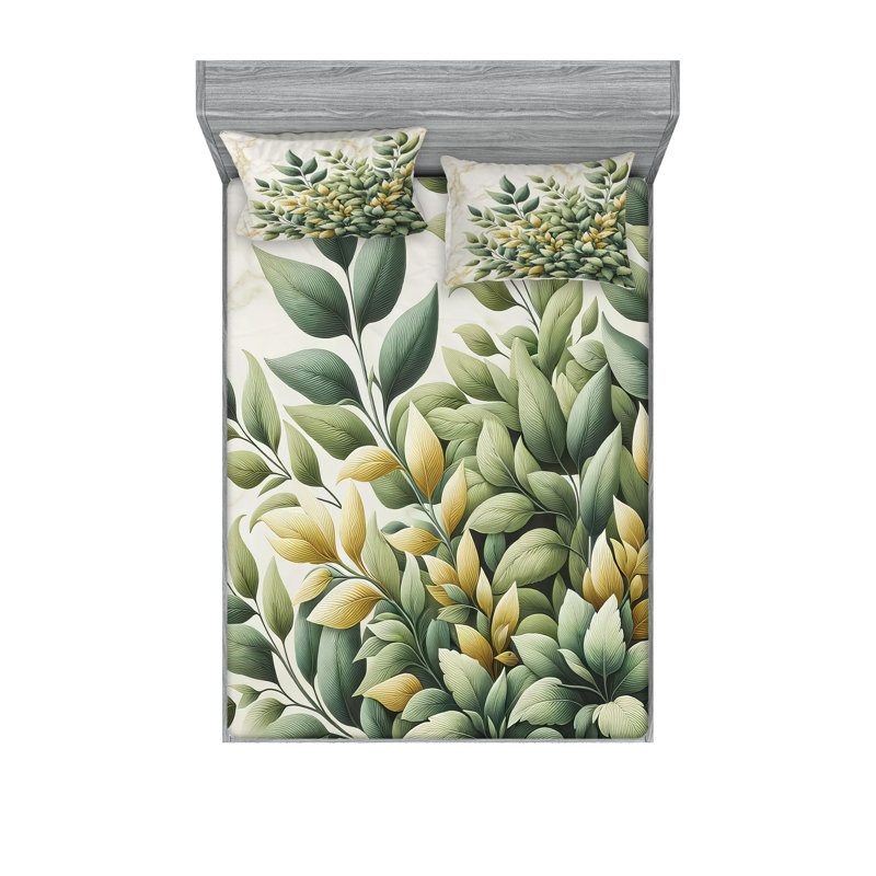 Microfiber Floral Sheet Set, Queen Sheet Set with Fitted Sheet