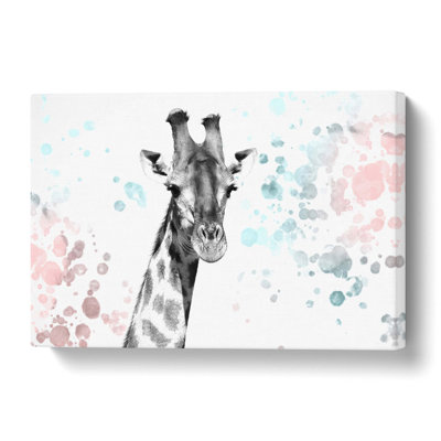 Giraffe With Paint Splashes - Wrapped Canvas