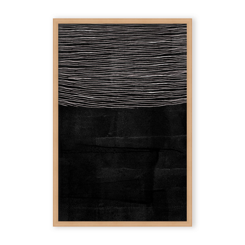 Abstract Blackened Line by  - Picture Frame Painting on Paper, 24" H x 16" W x 1.125" D, Framed Matted Print, Black