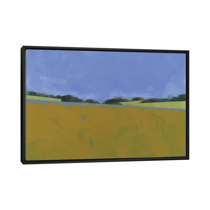 «Distant Flax», reproduction sur toile, H 18 po x l 26 po x P 1,5 po, Toile avec cadre noir, Pas de tapis