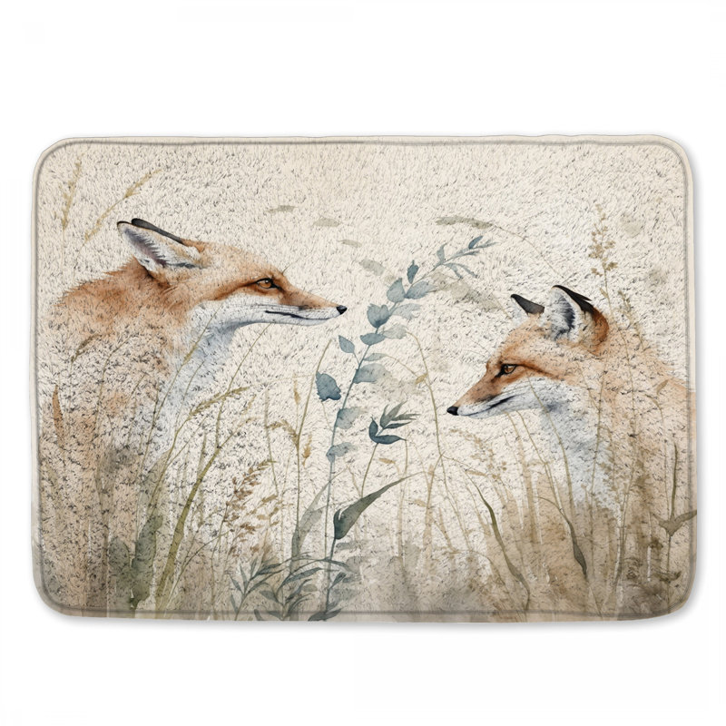 Tapis de bain Foxes In Grass, L 24 po x L 17 po