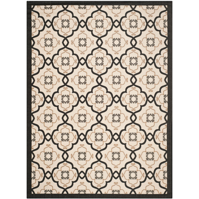 Chesterfeld Ikat Black/Beige Area Rug, Rectangle 6'7" x 9'6"