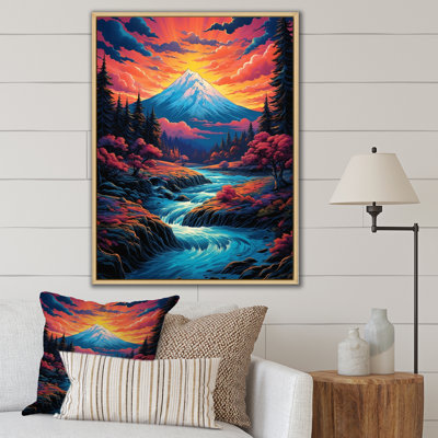 «Sunset over Snowy Mountains Japanese River I», reproduction sur toile