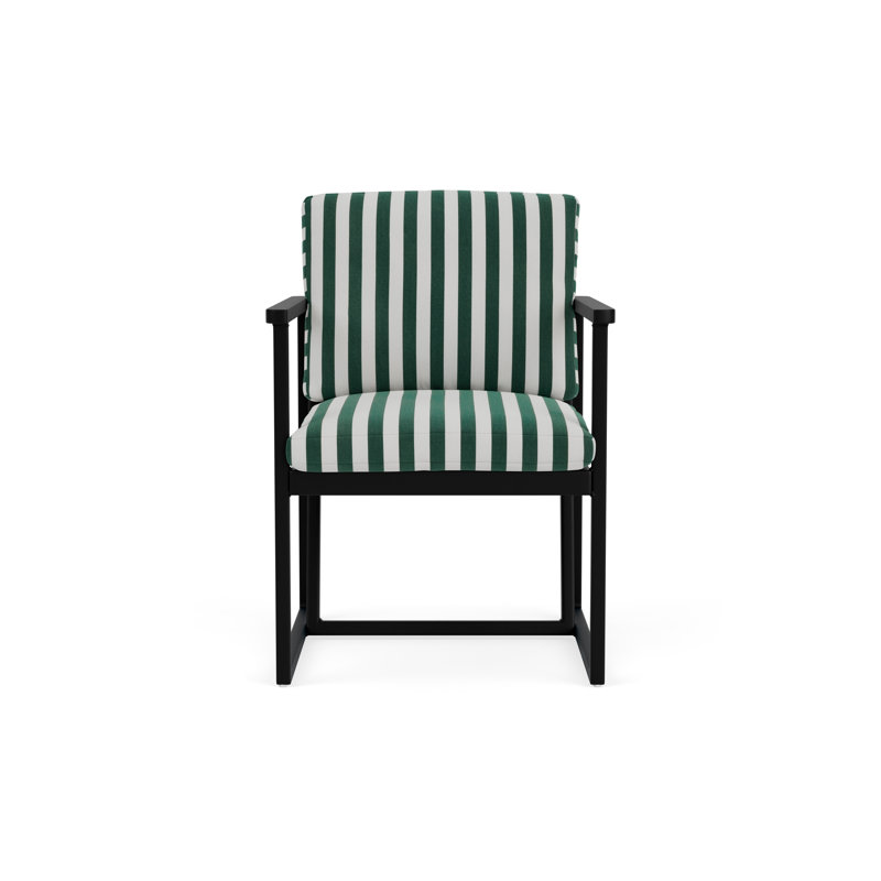 Summit Outdoor Dining Armchair, Ebony, Hickory, Safari White Stripe