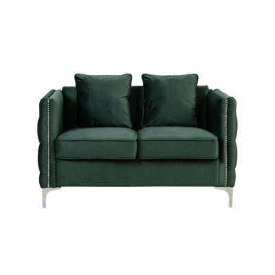 Mytrell Coastal Charm Velvet Loveseat With 2 Pillows
