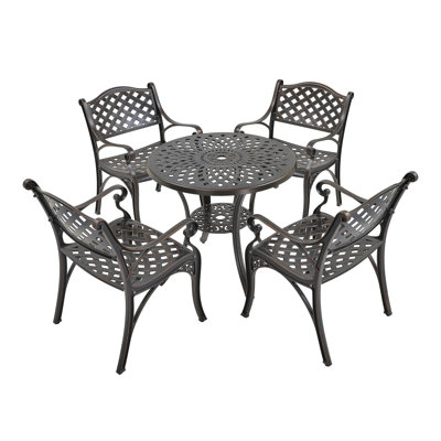 Miller Round 4 - Person 31'' L Outdoor Dining Set -  mondawe, MO6020CT-BR