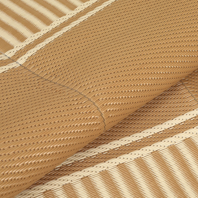 Waterproof Reversible Outdoor Area Rug 8*10ft - Lightweight Plastic Straw Mat - UV Resistant, Easy to Clean - Modern Brown Coffee - Perfect for Patio, Garden, Deck, Porch, Camping