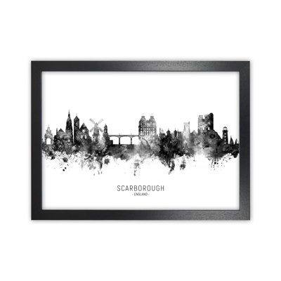 Aabidah Scarborough England Skyline Black White City Name by Michael Tompsett - Print
