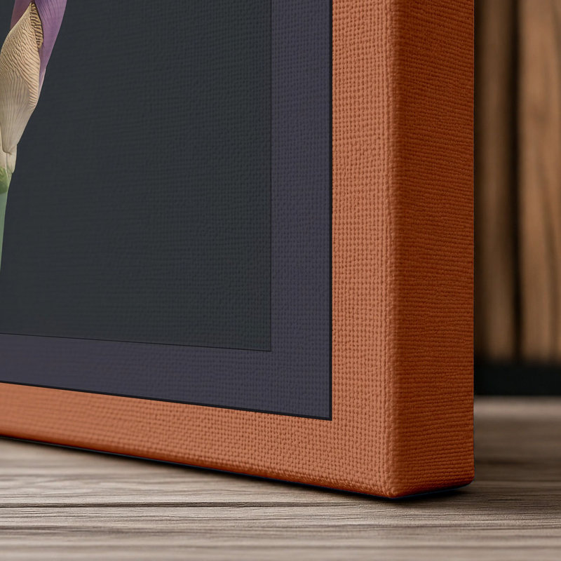Iris in Lavender Botanical - Wrapped Canvas, 36x24 - 91.4 x 61.0 cm, Terracotta Border