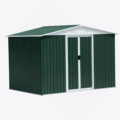 8X6 Feet Outdoor Storage Garden Shed Apex Roof With Aluminum Alloy Frame And Sliding Door
