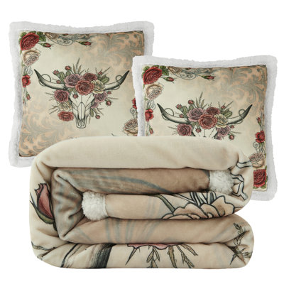 Ensemble de 2 jetés Campfire Sherpa Western Southwestern Lodge