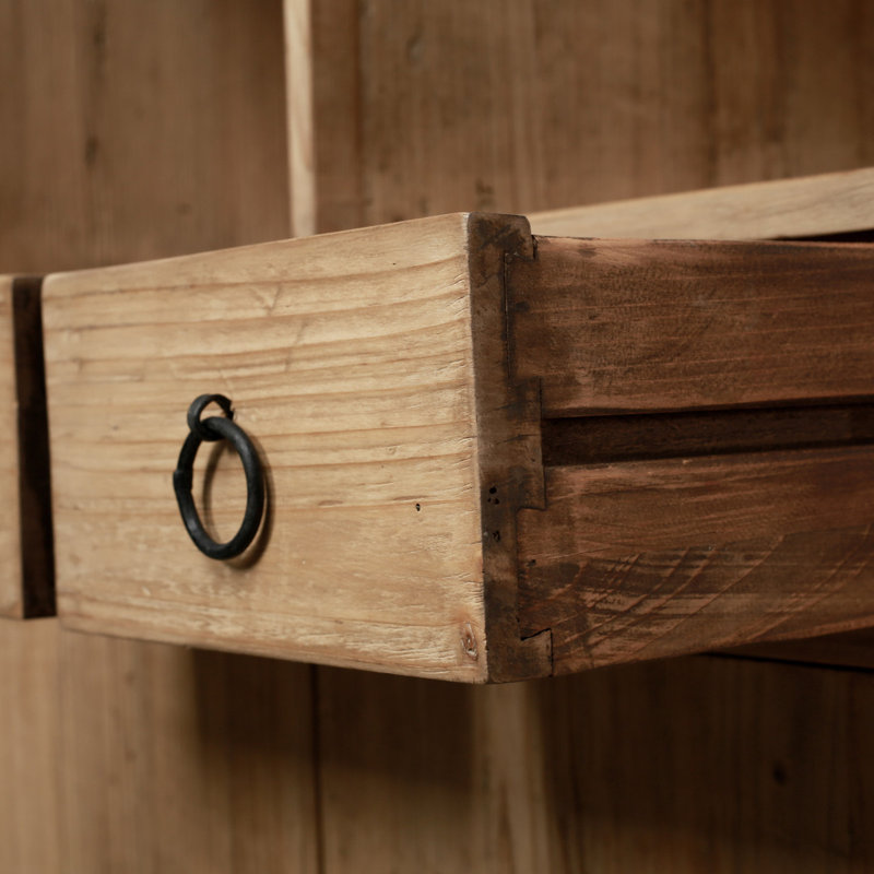 Approx. High Reclaimed Pine Shelf with Three Drawers