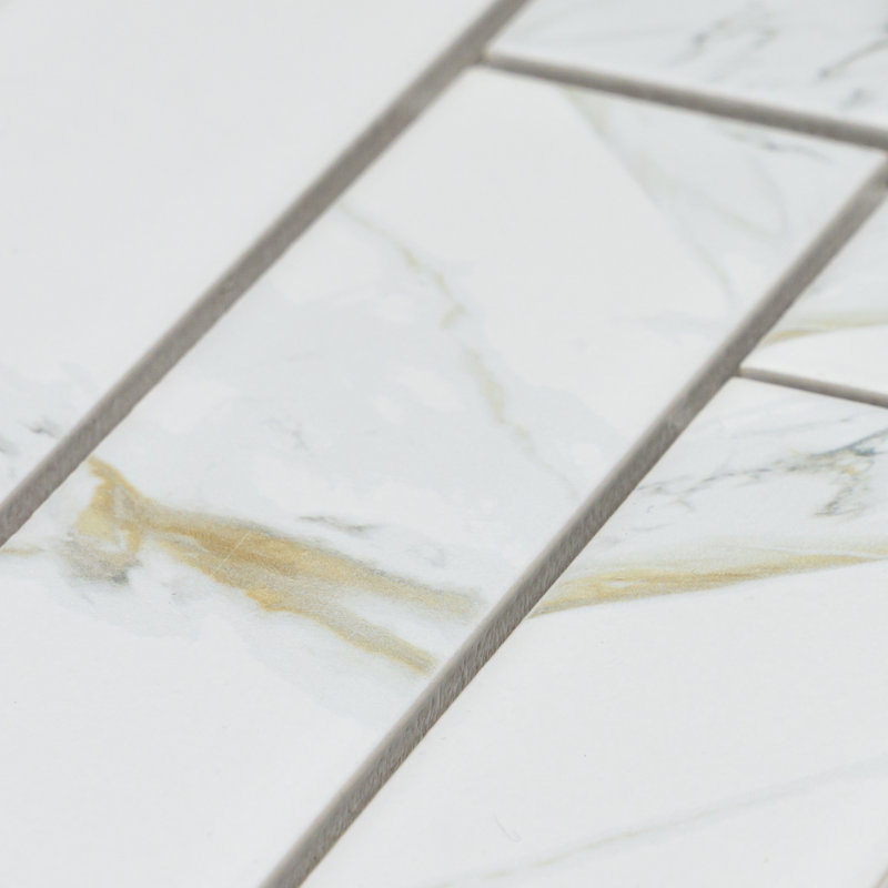 Carreau de mosaïque en porcelaine 2 "x 8" Calacatta