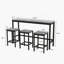 Table de salle à manger de cuisine moderne, table de pub, ensemble de table de salle à manger longue avec 3 tabourets, assemblage facile, gris (même SKU: W75753845)-598816325