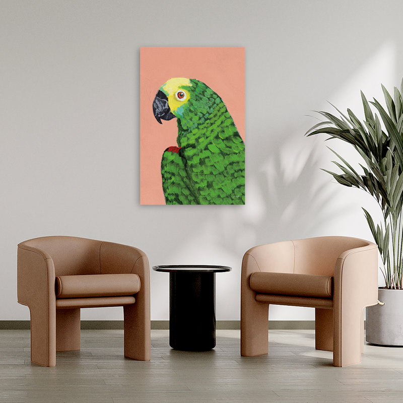 Tête de perroquet - animaux oiseaux noir vert, H 36 po x l 24 po