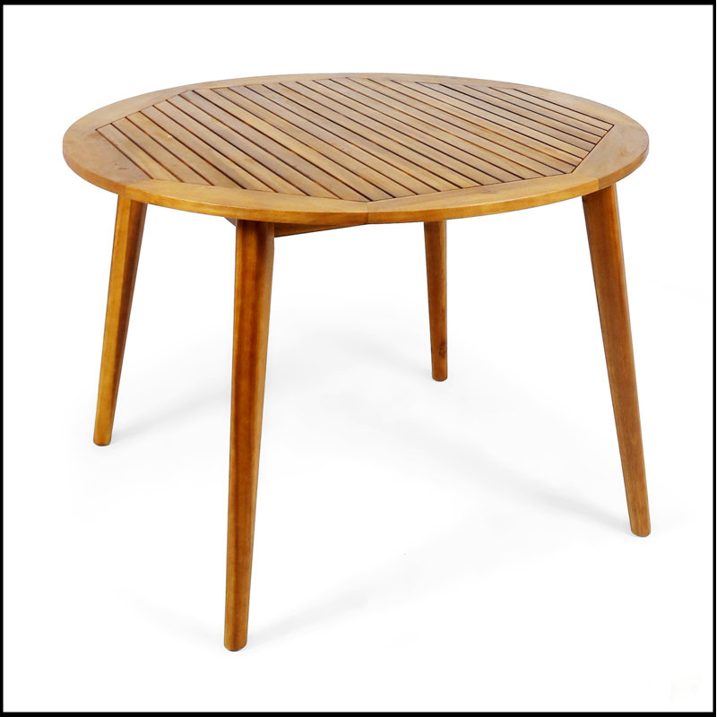 Table de salle à manger d'extérieur en bois d'acacia de 47 pouces Stamford, durable et résistante aux intempéries pour les rassemblements de patio