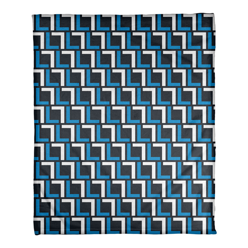 New Orleans Sewn Throw Blanket, 50" W x 60" L, Silver/Carolina Blue/White, Carolina