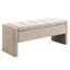 Grand tabouret de table basse avec rangement - Tissu en lin gris à couture soignée pour salon moderne-131529325