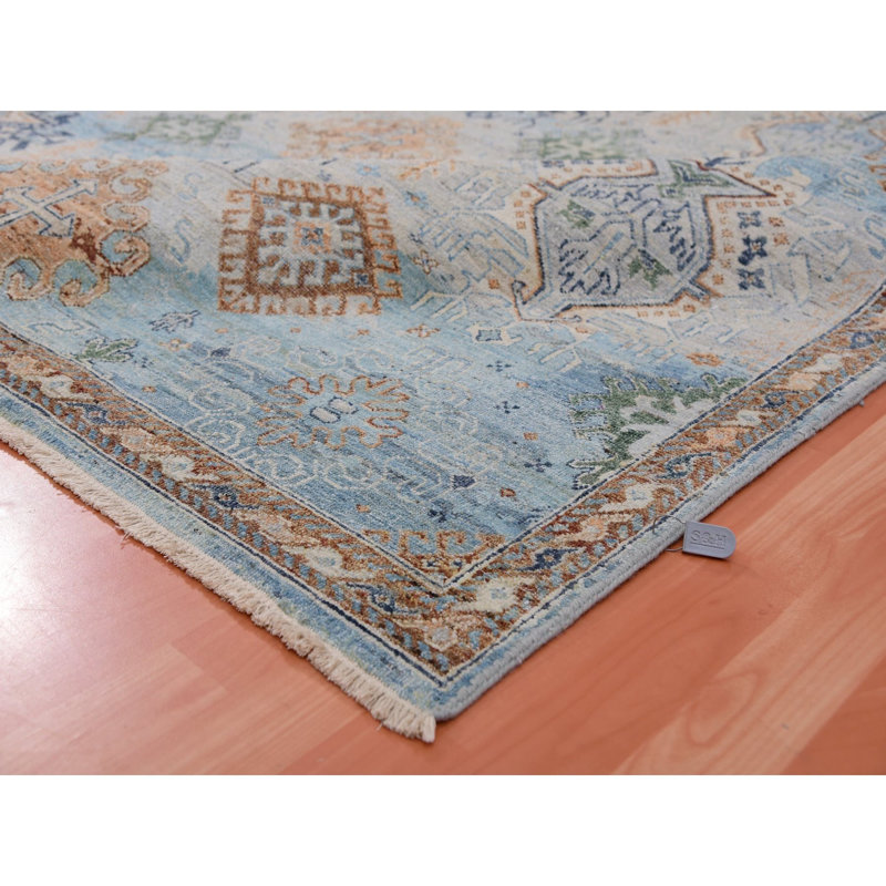 Tapis bleu nouvel âge en laine 9 pi x 11 pi 10 po Bulkowski